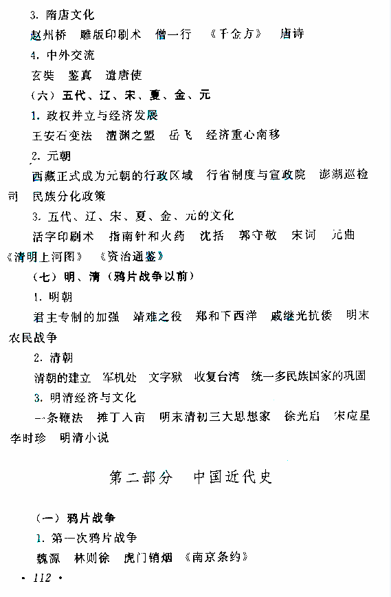 广东成人高考高起点历史地理考试大纲