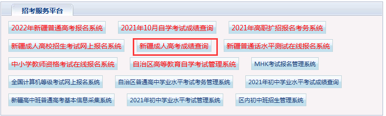 新疆成人高考成绩开始查询