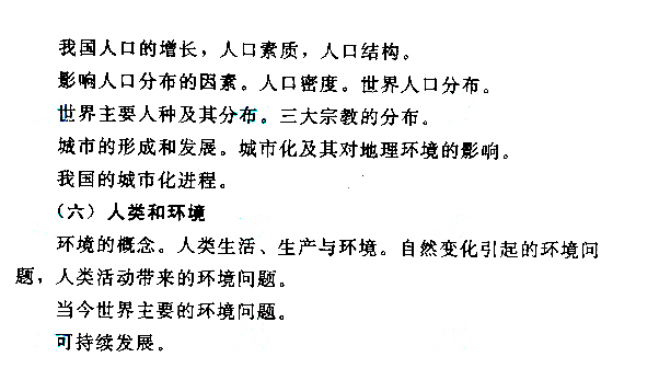 新疆成人高考高起点考试大纲（历史、地理）