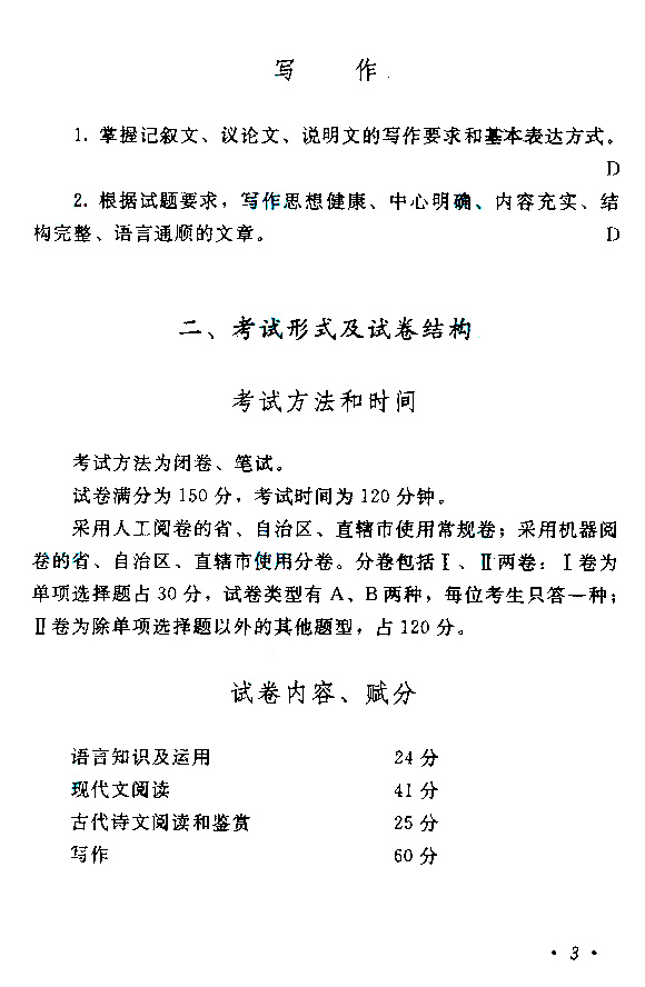 西藏成人高考高起点语文考试大纲